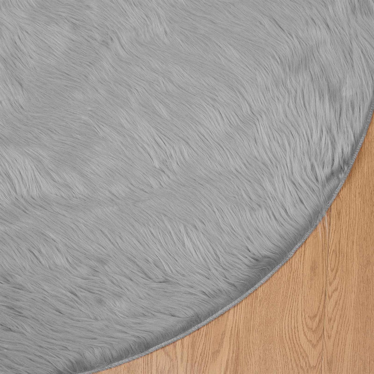 Fuskobbel lammeskindstæppe TAFALLA Grå Ø 80 cm Polyester