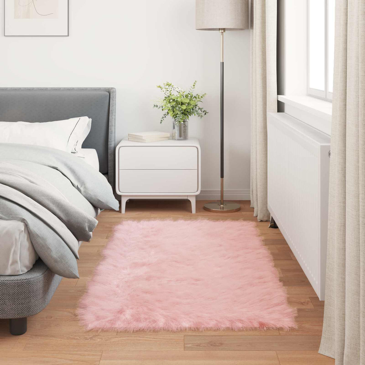 Fuskobbel lammeskindstæppe TAFALLA Lyserød 60 x 110 cm