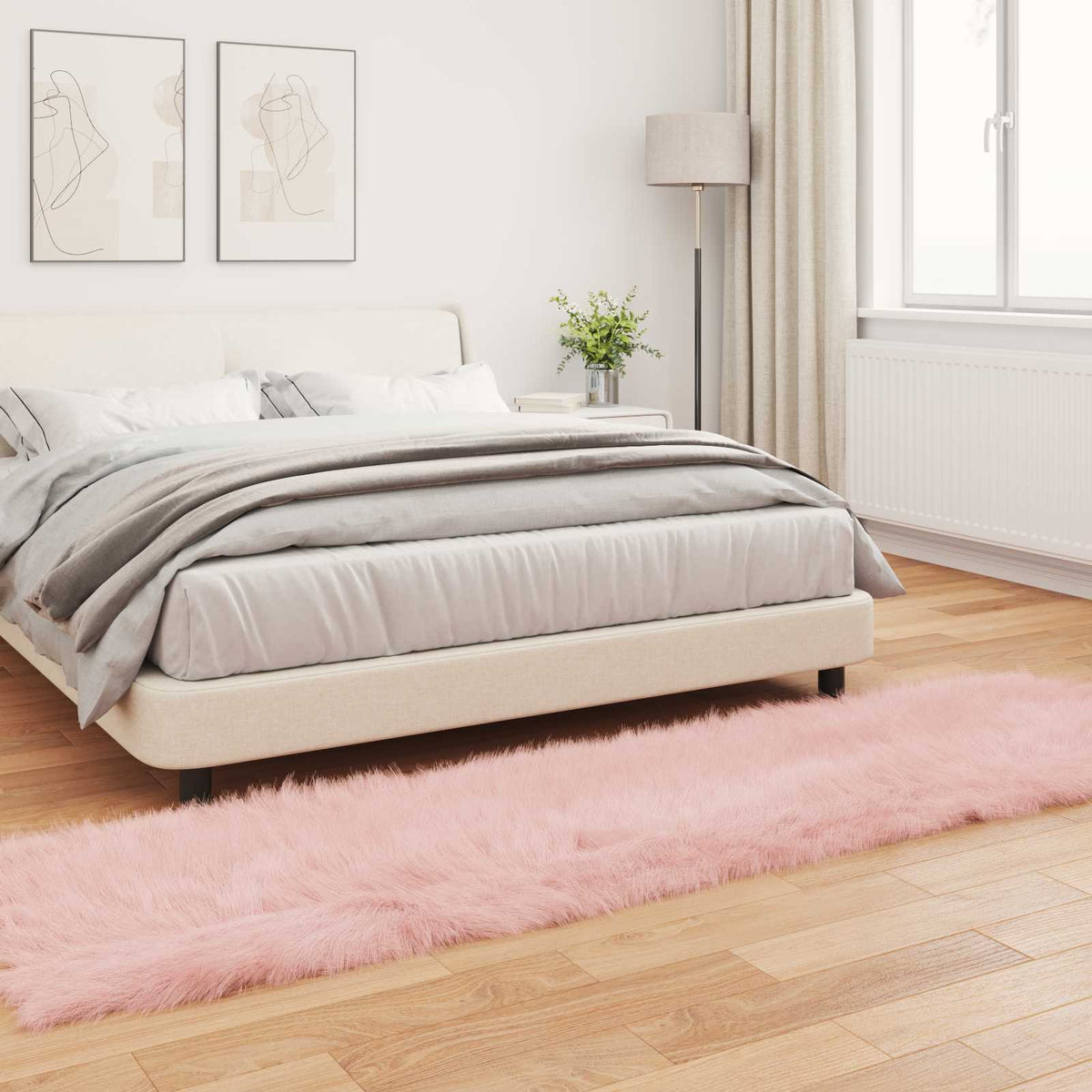 Fuskobbel lammeskindstæppe TAFALLA Lyserød 80 x 250 cm