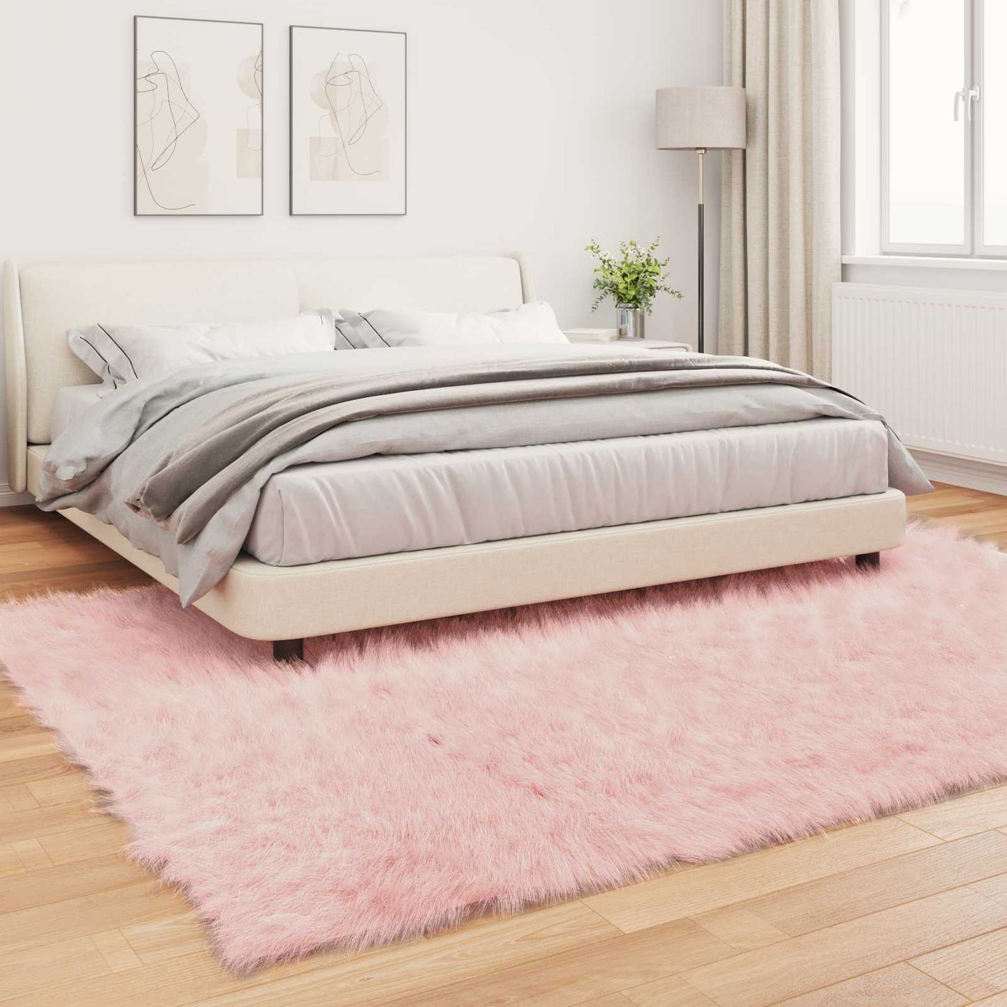Fuskobbel lammeskindstæppe TAFALLA Lyserød 240 x 340 cm