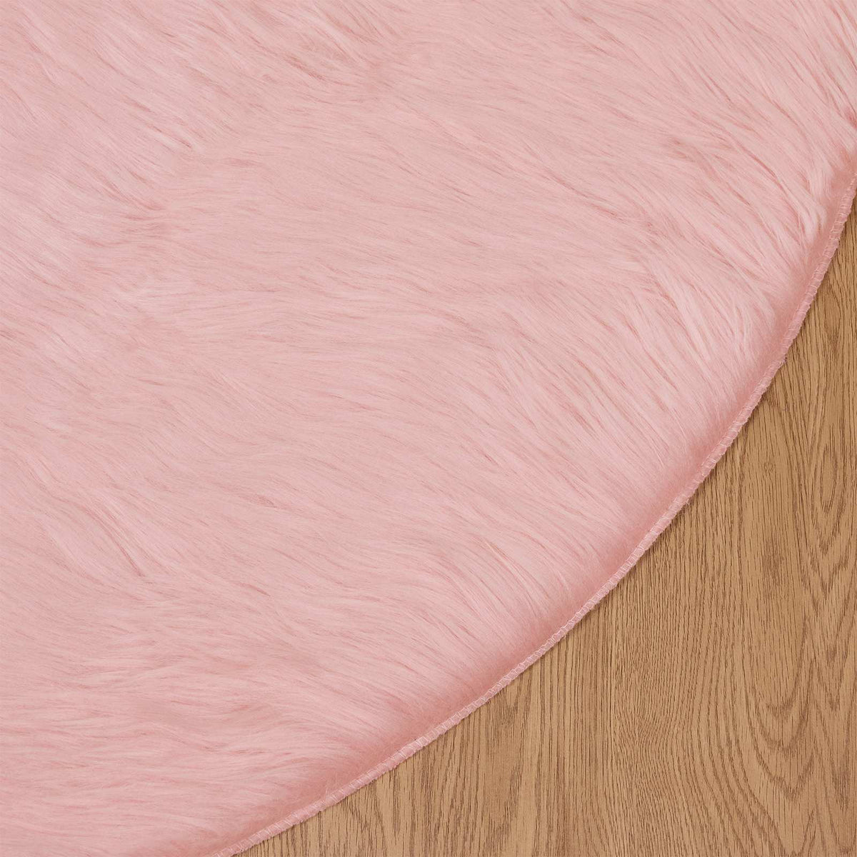 Fuskobbel lammeskindstæppe TAFALLA Lyserød Ø 100 cm Polyester
