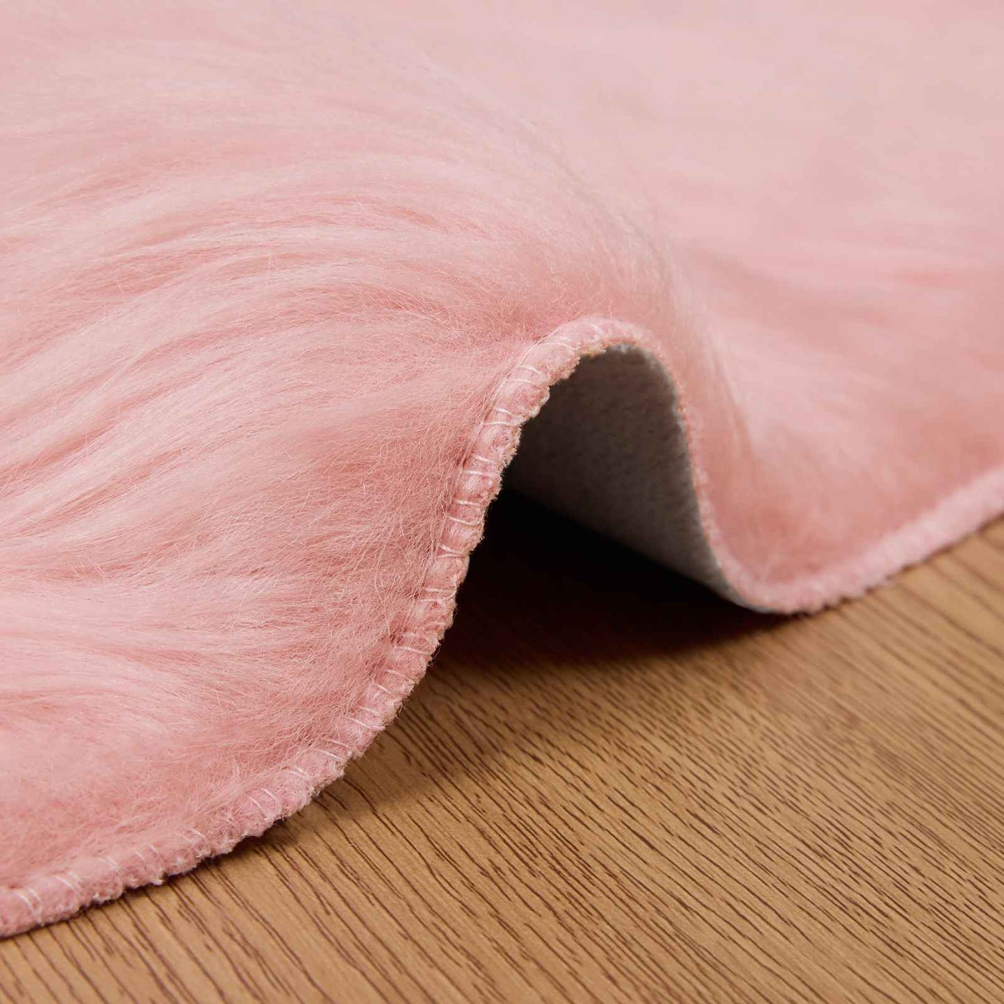Fuskobbel lammeskindstæppe TAFALLA Lyserød Ø 200 cm Polyester