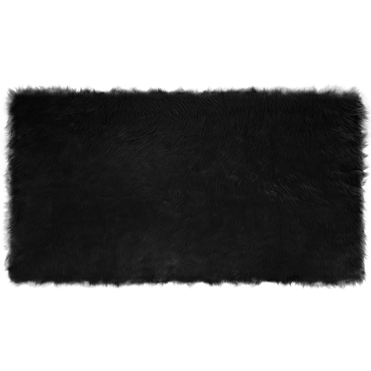 Fuskobbel lammeskindstæppe TAFALLA Sort 60 x 110 cm Polyester