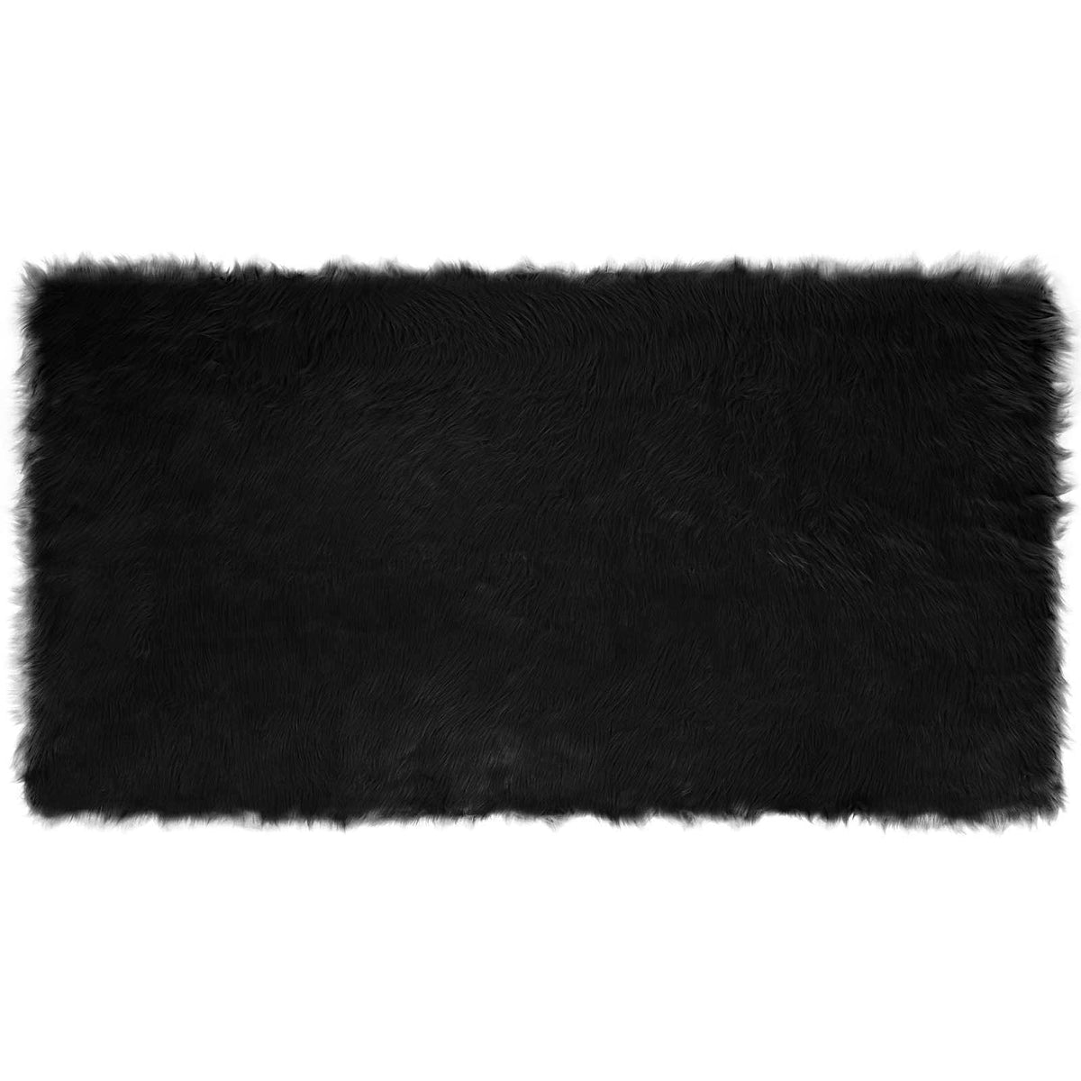 Fuskobbel lammeskindstæppe TAFALLA Sort 80 x 150 cm Polyester