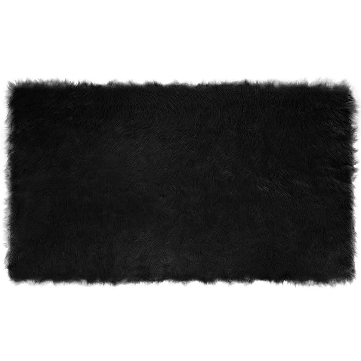Fuskobbel lammeskindstæppe TAFALLA Sort 100 x 200 cm Polyester