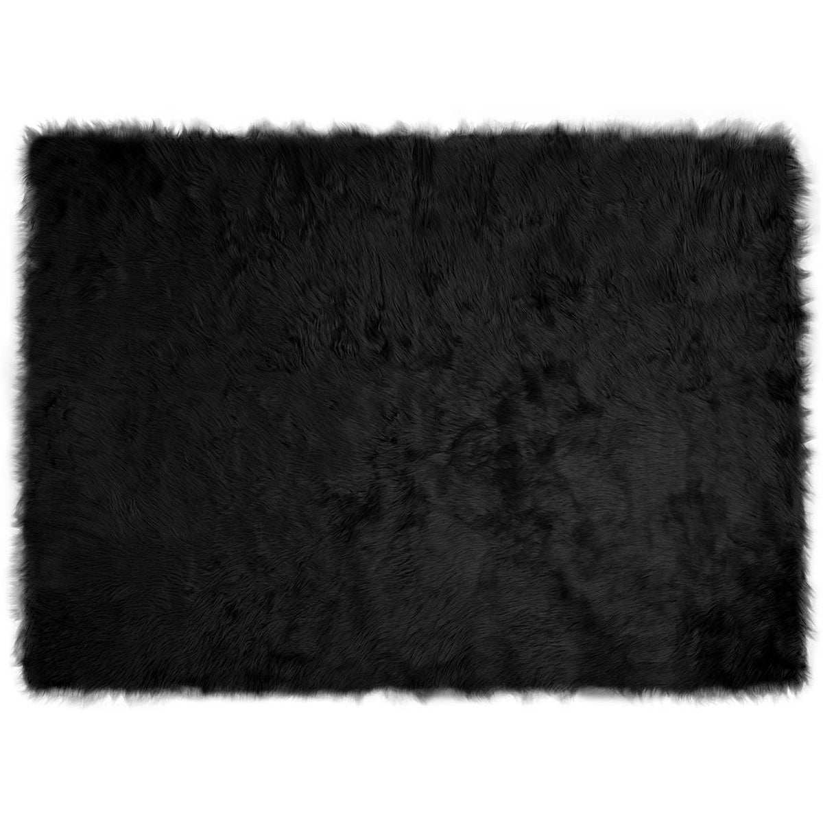 Fuskobbel lammeskindstæppe TAFALLA Sort 120 x 170 cm Polyester