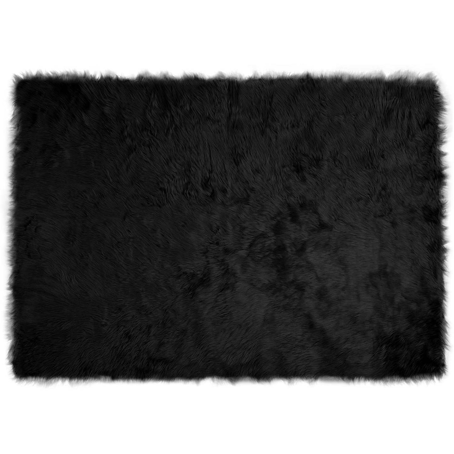 Fuskobbel lammeskindstæppe TAFALLA Sort 140 x 200 cm Polyester