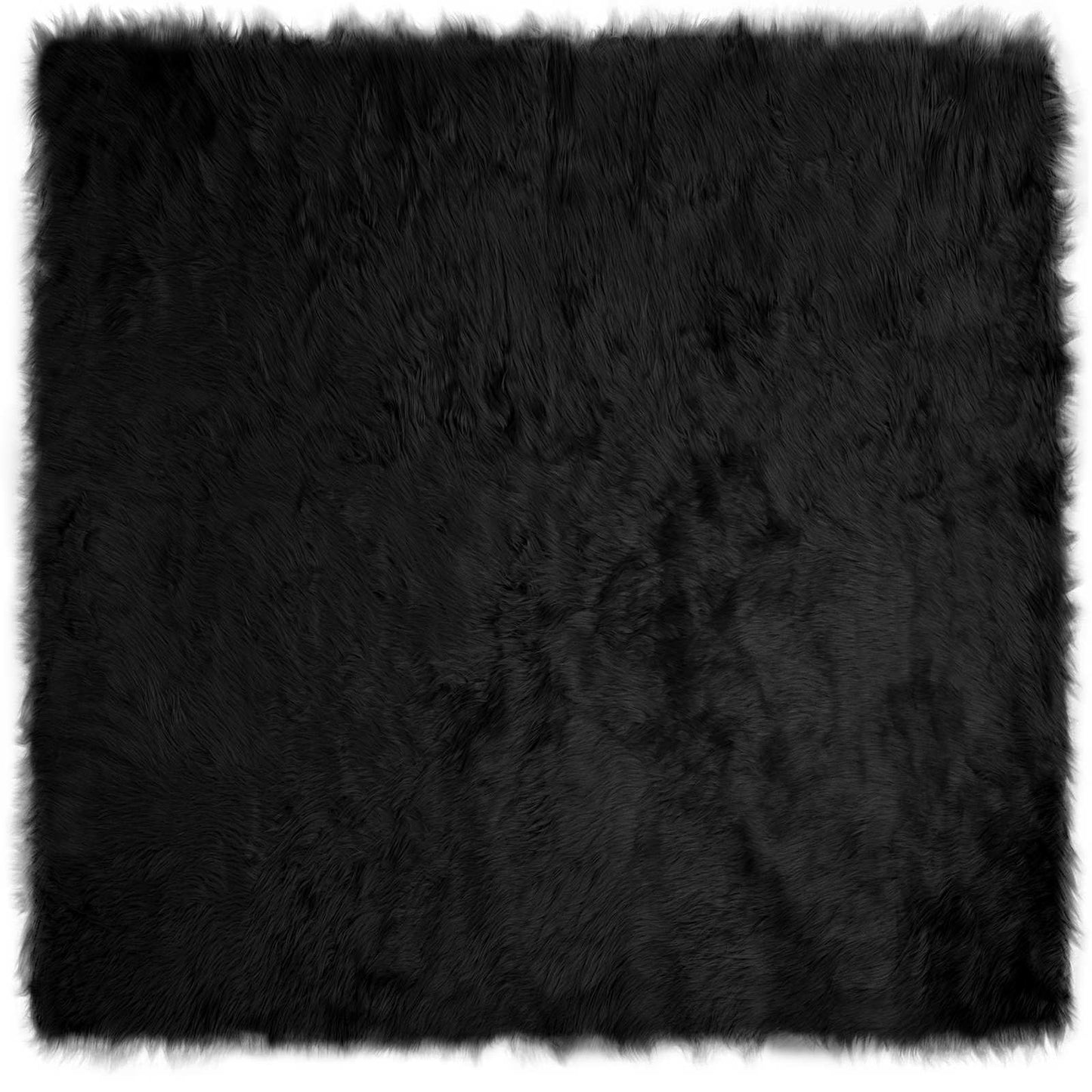 Fuskobbel lammeskindstæppe TAFALLA Sort 160 x 160 cm Polyester