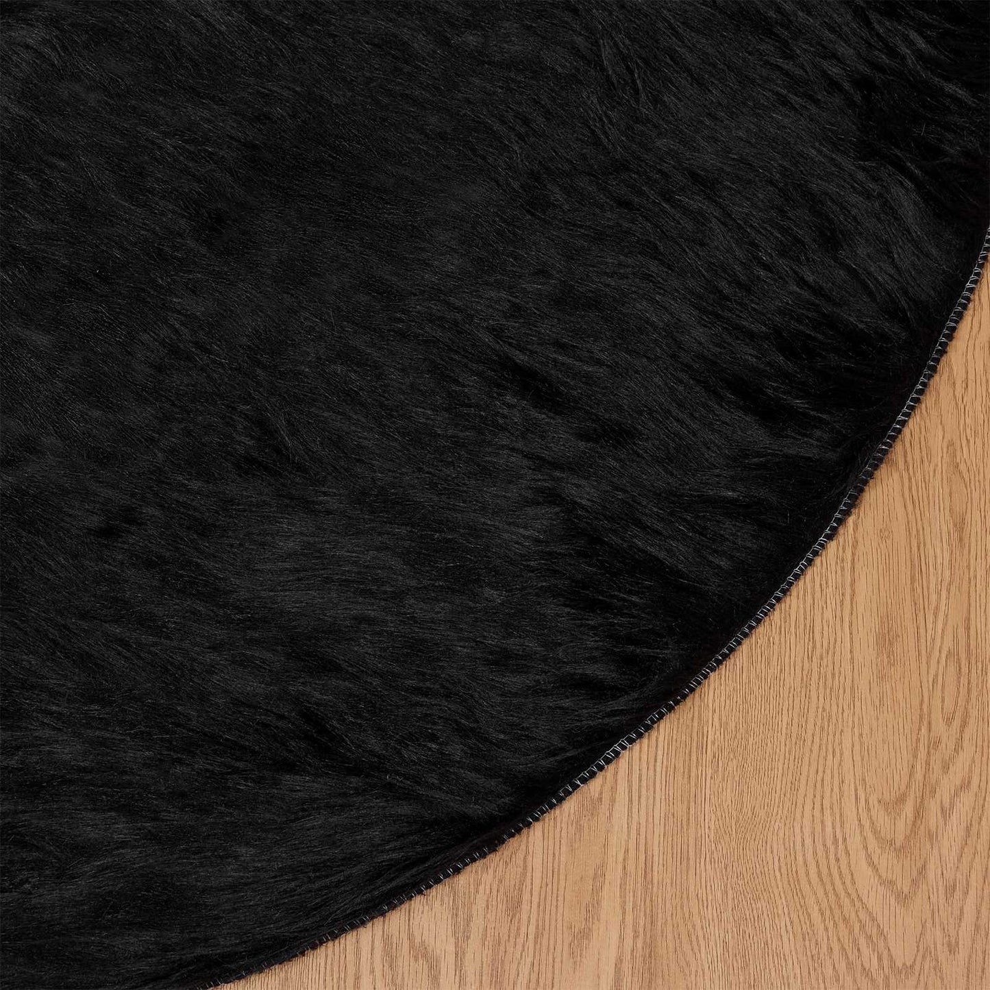 Fuskobbel lammeskindstæppe TAFALLA Sort Ø 200 cm Polyester