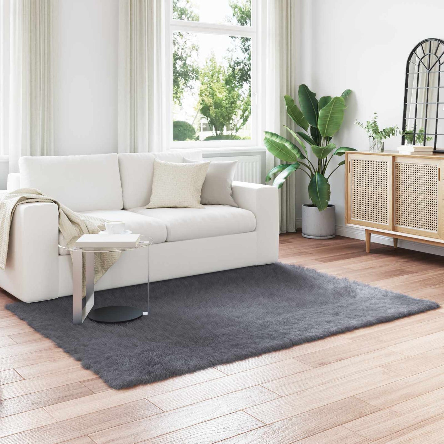 Fuskobbel lammeskindstæppe TAFALLA Antracit 140 x 200 cm