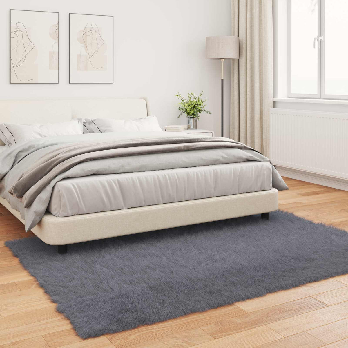 Fuskobbel lammeskindstæppe TAFALLA Antracit 160 x 230 cm