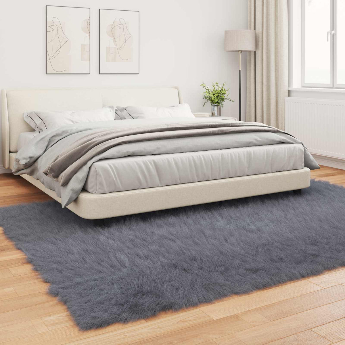 Fuskobbel lammeskindstæppe TAFALLA Antracit 240 x 340 cm