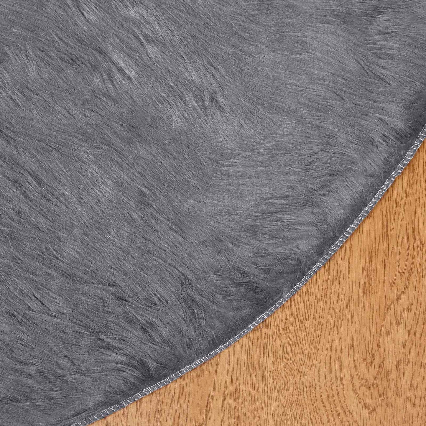 Fuskobbel lammeskindstæppe TAFALLA Antracit Ø 80 cm Polyester