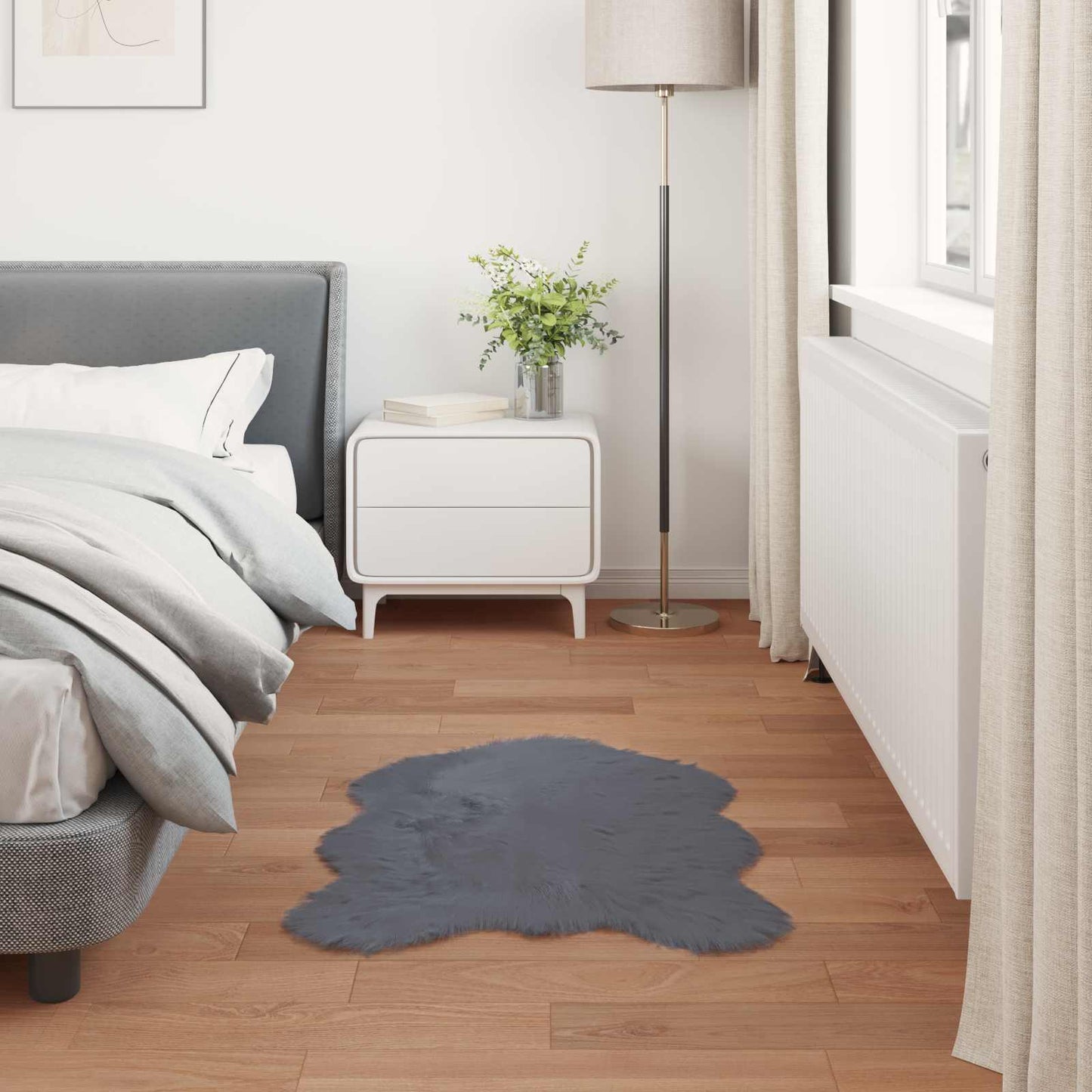 Fuskobbel lammeskindstæppe TAFALLA Antracit 60 x 90 cm