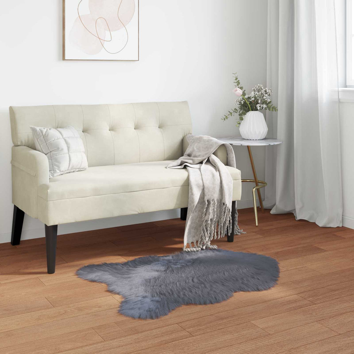 Fuskobbel lammeskindstæppe TAFALLA Antracit 80 x 120 cm