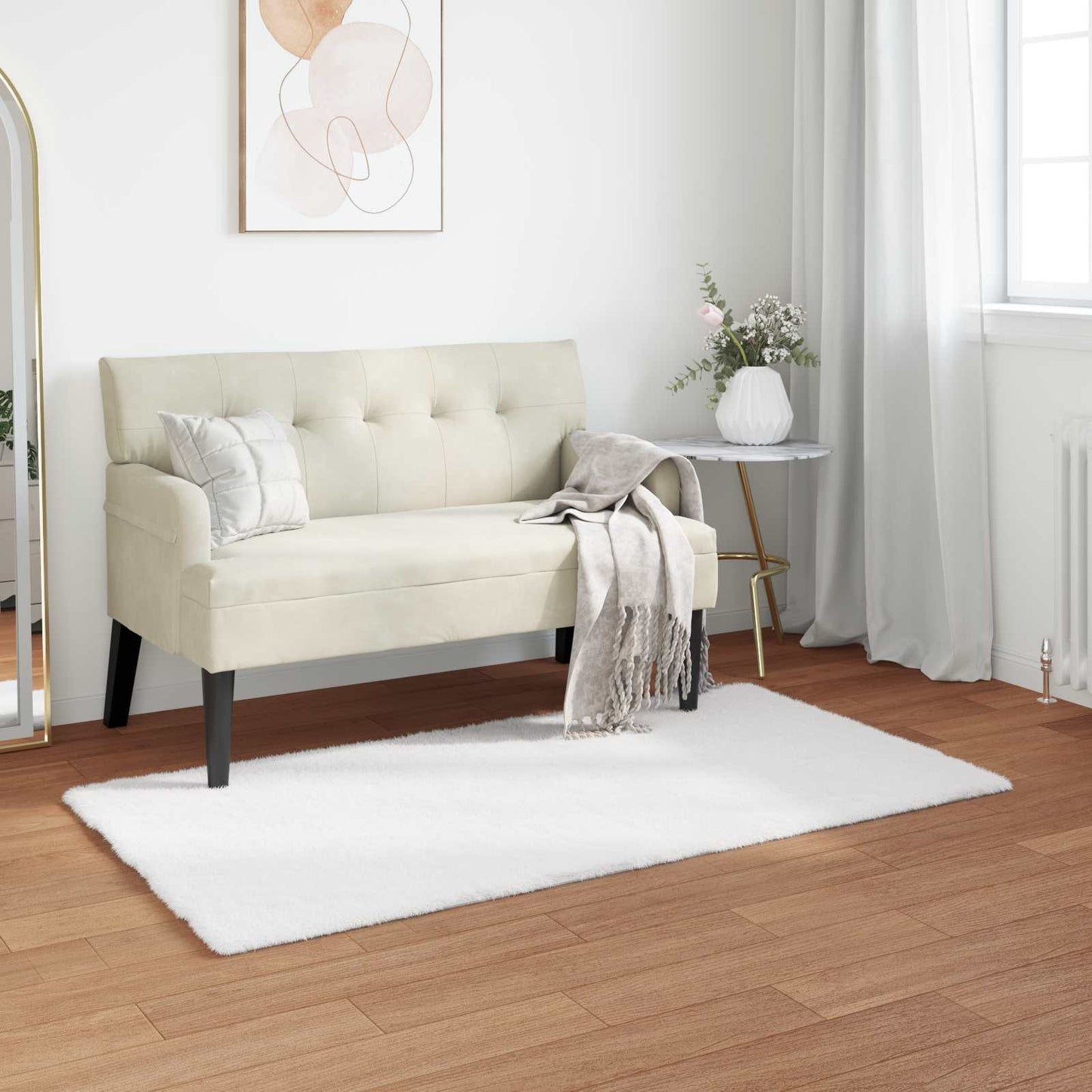 Skridsikker tæppe af kunstig kaninpels OLITE Hvid 80 x 150 cm