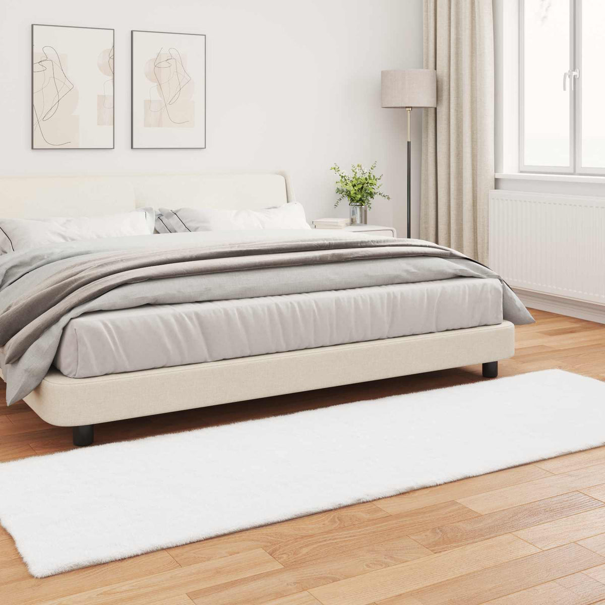 Skridsikker tæppe af kunstig kaninpels OLITE Hvid 80 x 250 cm