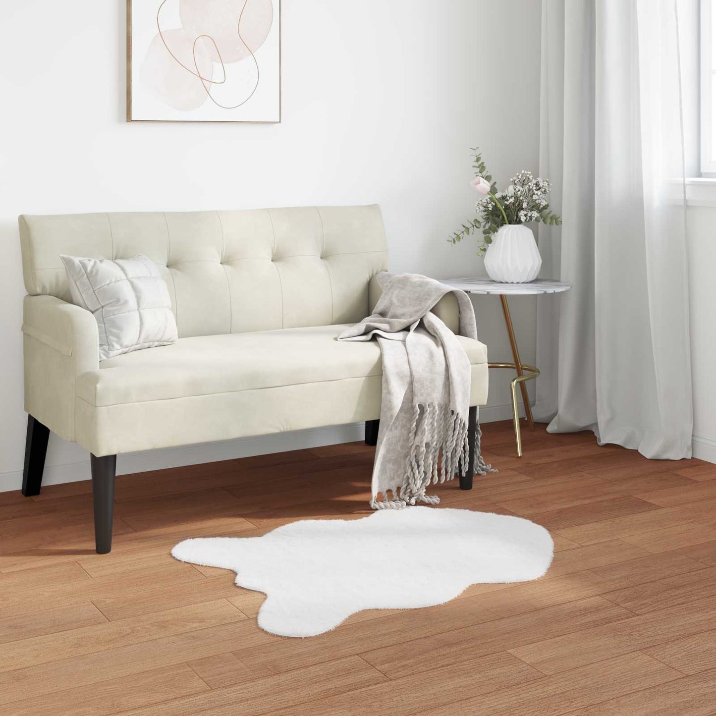 Skridsikker tæppe af kunstig kaninpels OLITE Hvid 60 x 90 cm
