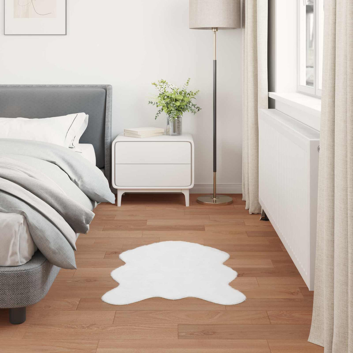 Skridsikker tæppe af kunstig kaninpels OLITE Hvid 60 x 90 cm