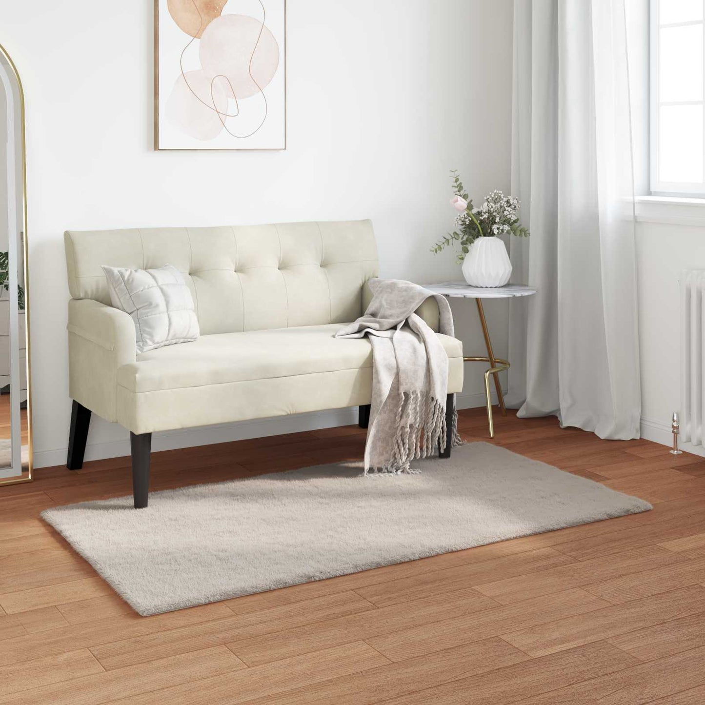 Skridsikker tæppe af kunstig kaninpels OLITE Beige 80 x 150 cm