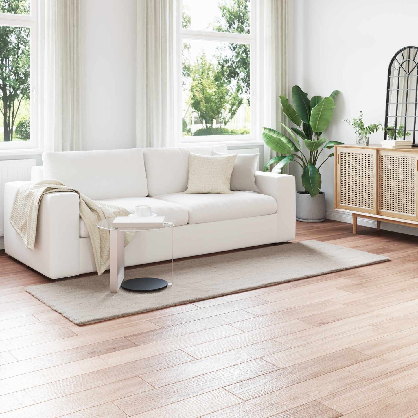 Skridsikker tæppe af kunstig kaninpels OLITE Beige 80 x 250 cm