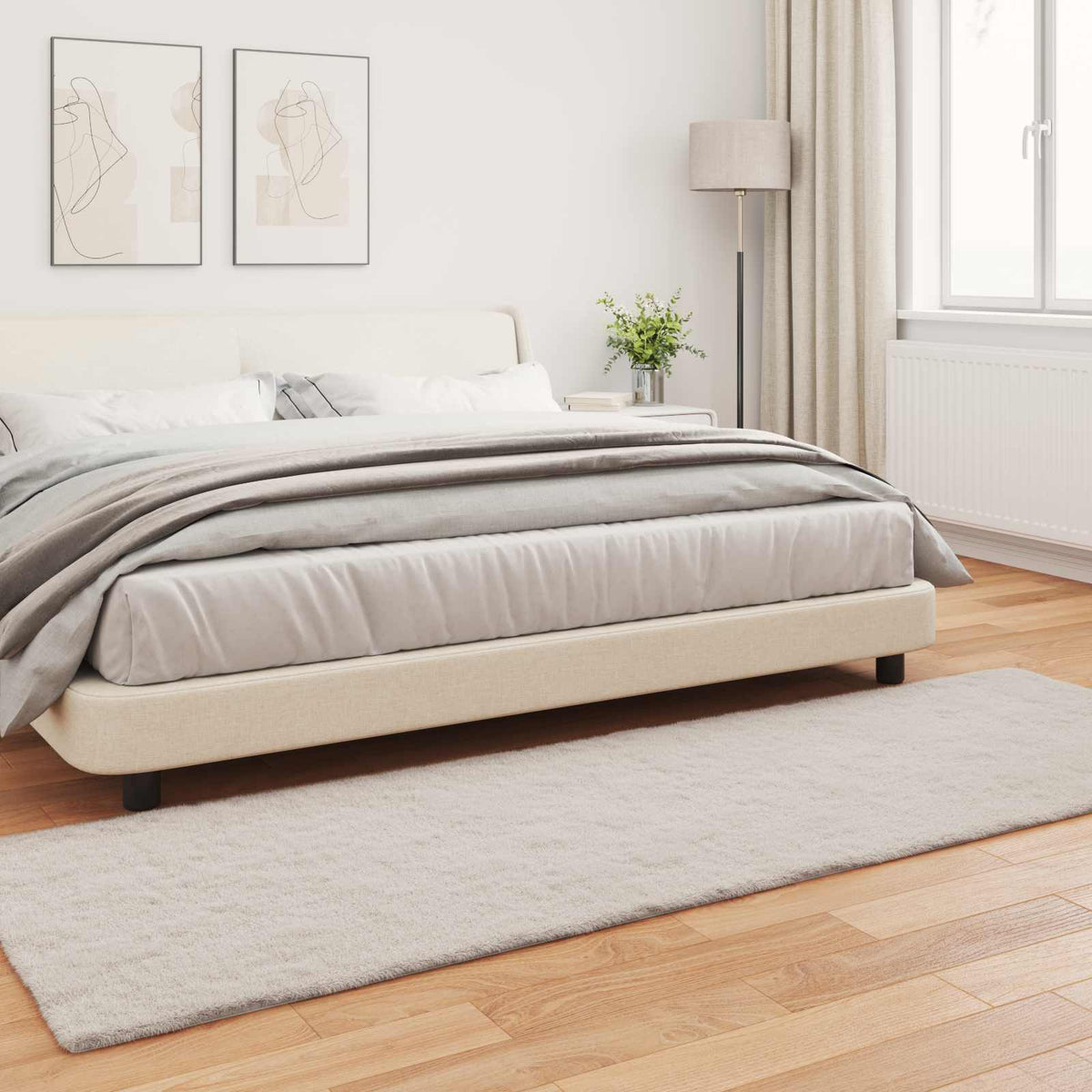 Skridsikker tæppe af kunstig kaninpels OLITE Beige 80 x 250 cm