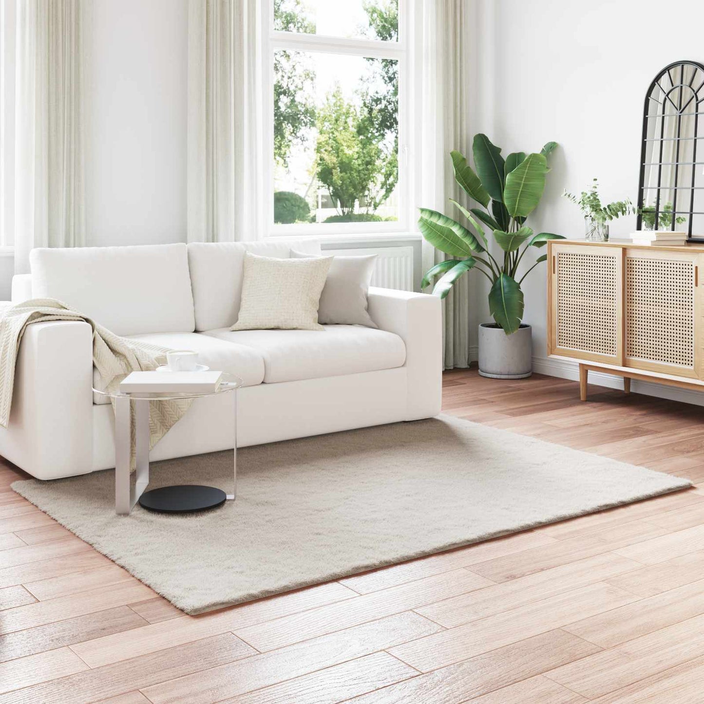 Skridsikker tæppe af kunstig kaninpels OLITE Beige 160 x 230 cm