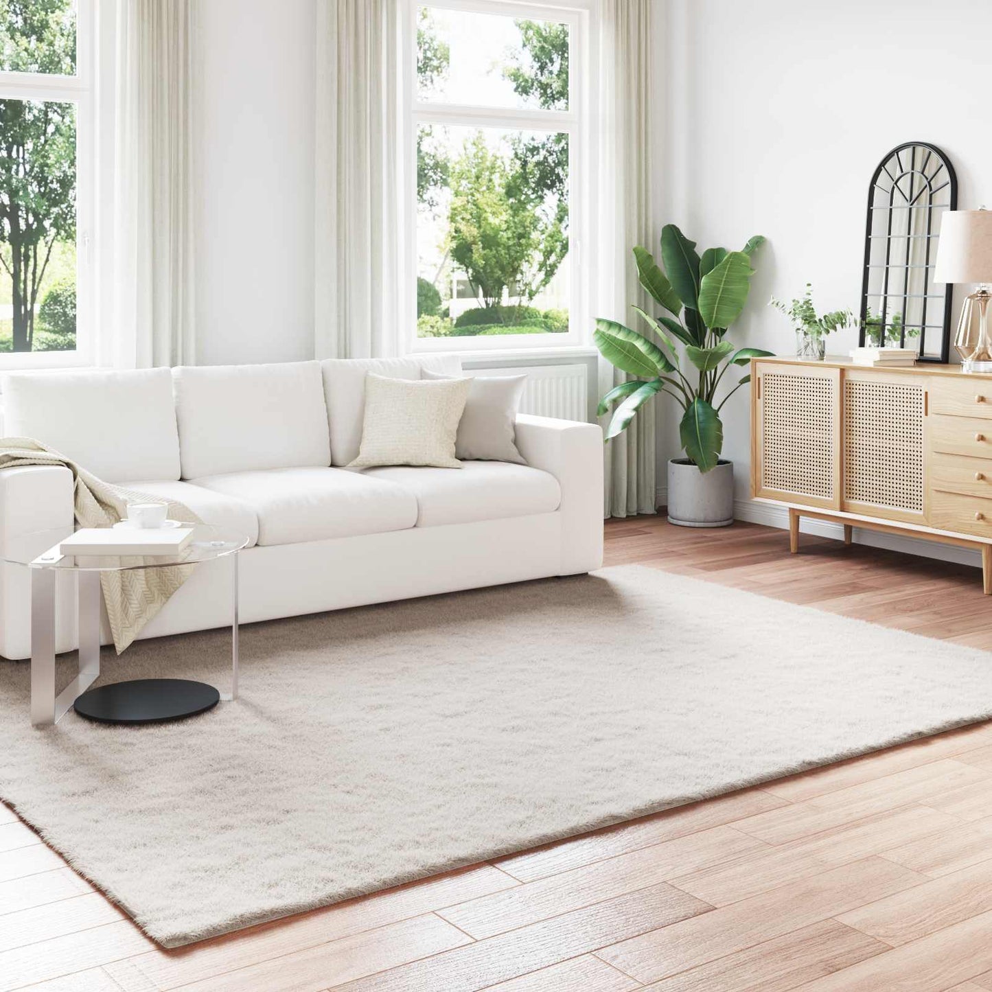 Skridsikker tæppe af kunstig kaninpels OLITE Beige 200 x 280 cm