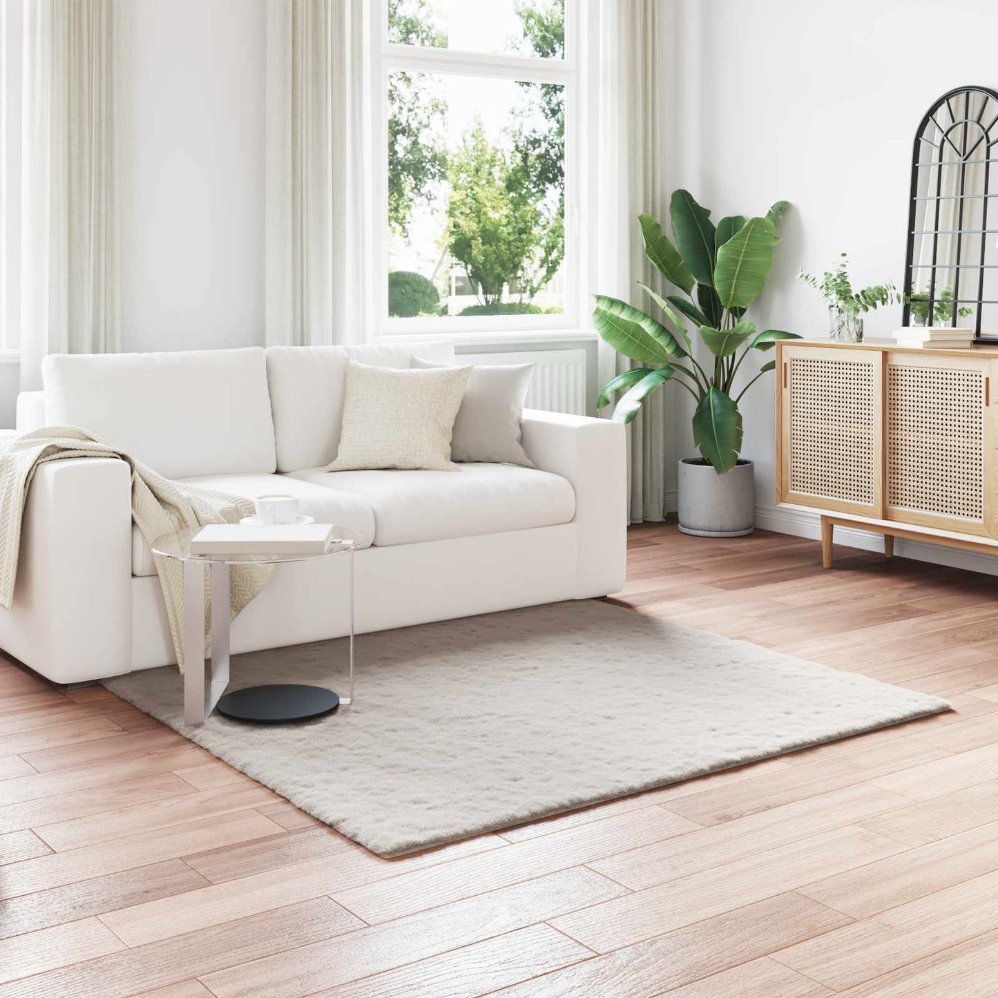 Skridsikker tæppe af kunstig kaninpels OLITE Beige 160 x 160 cm