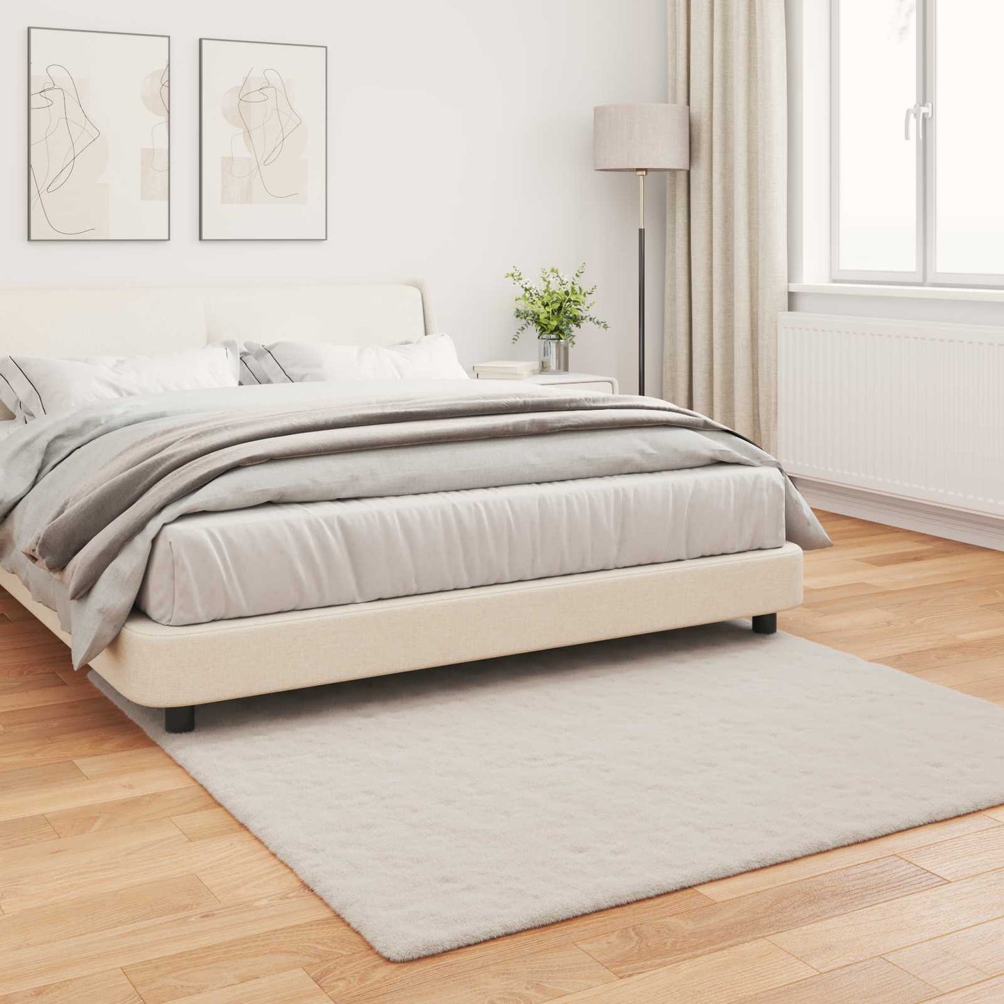 Skridsikker tæppe af kunstig kaninpels OLITE Beige 160 x 160 cm