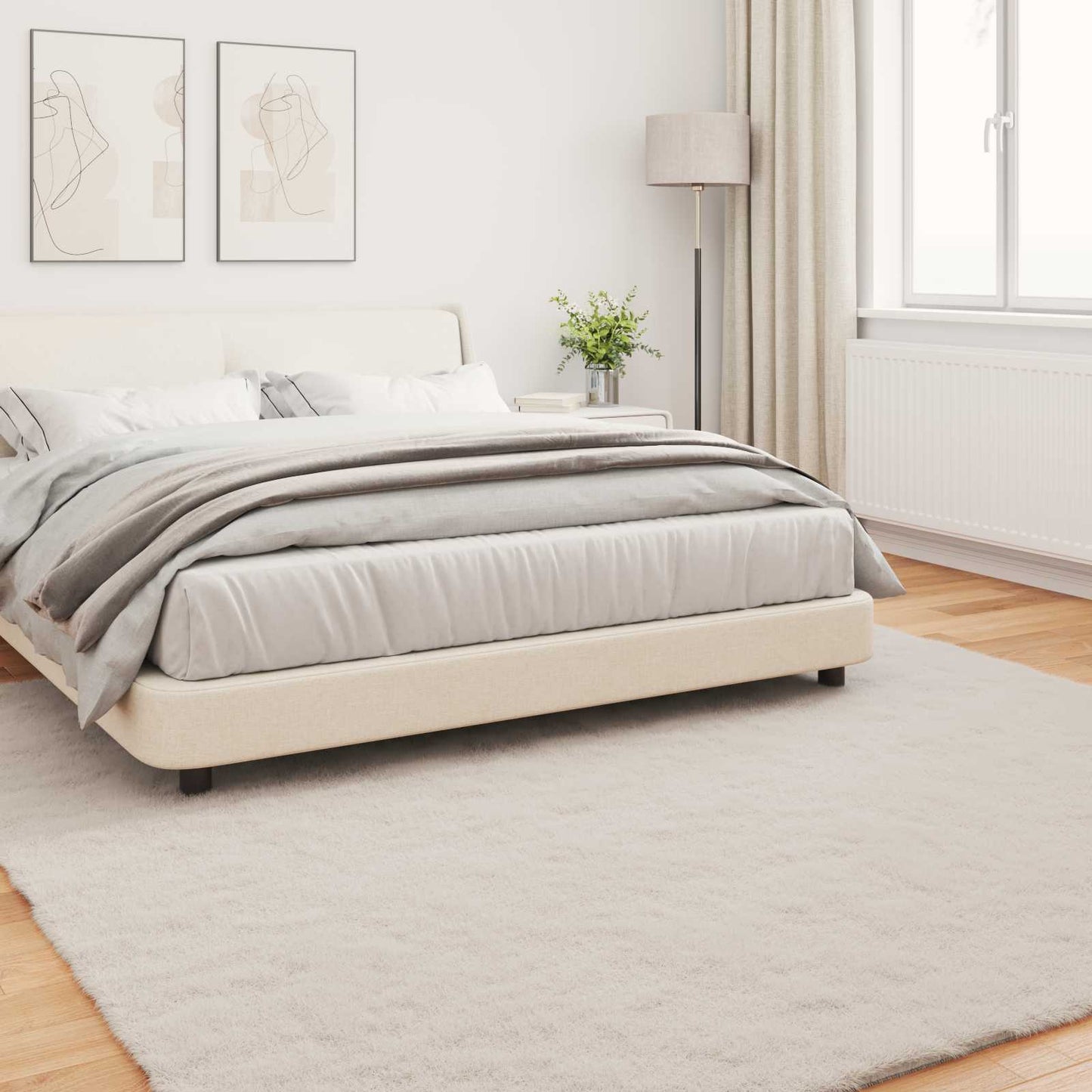 Skridsikker tæppe af kunstig kaninpels OLITE Beige 200 x 200 cm