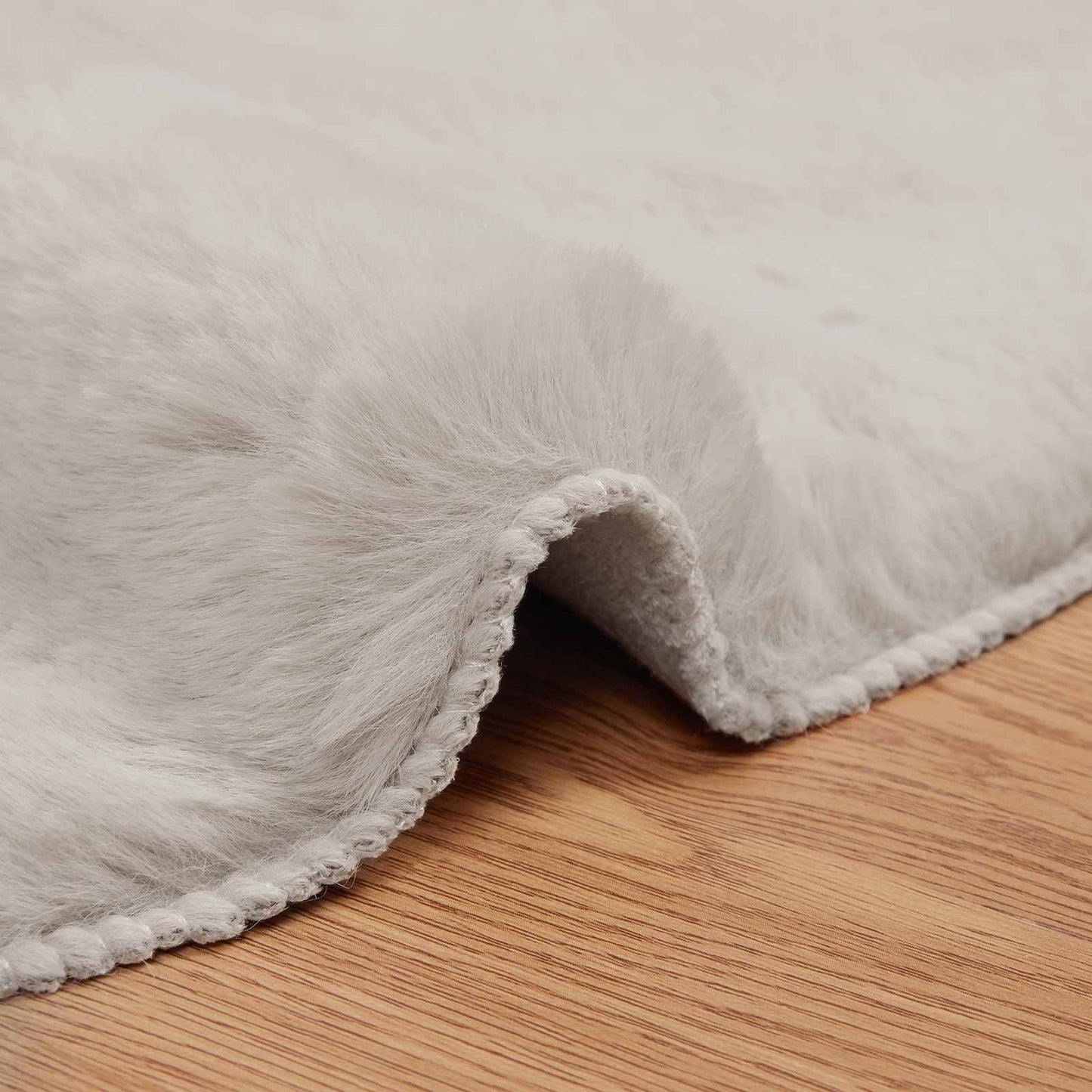 Skridsikker tæppe af kunstig kaninpels OLITE Beige Ø 80 cm