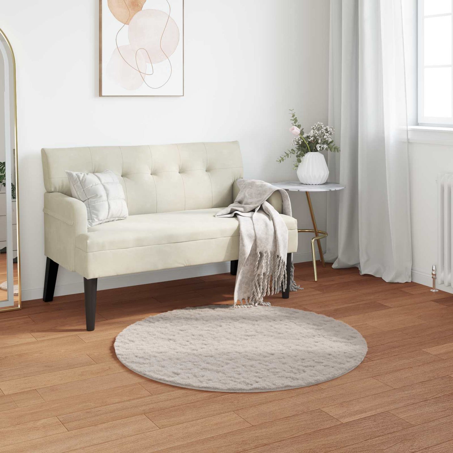 Skridsikker tæppe af kunstig kaninpels OLITE Beige Ø 100 cm