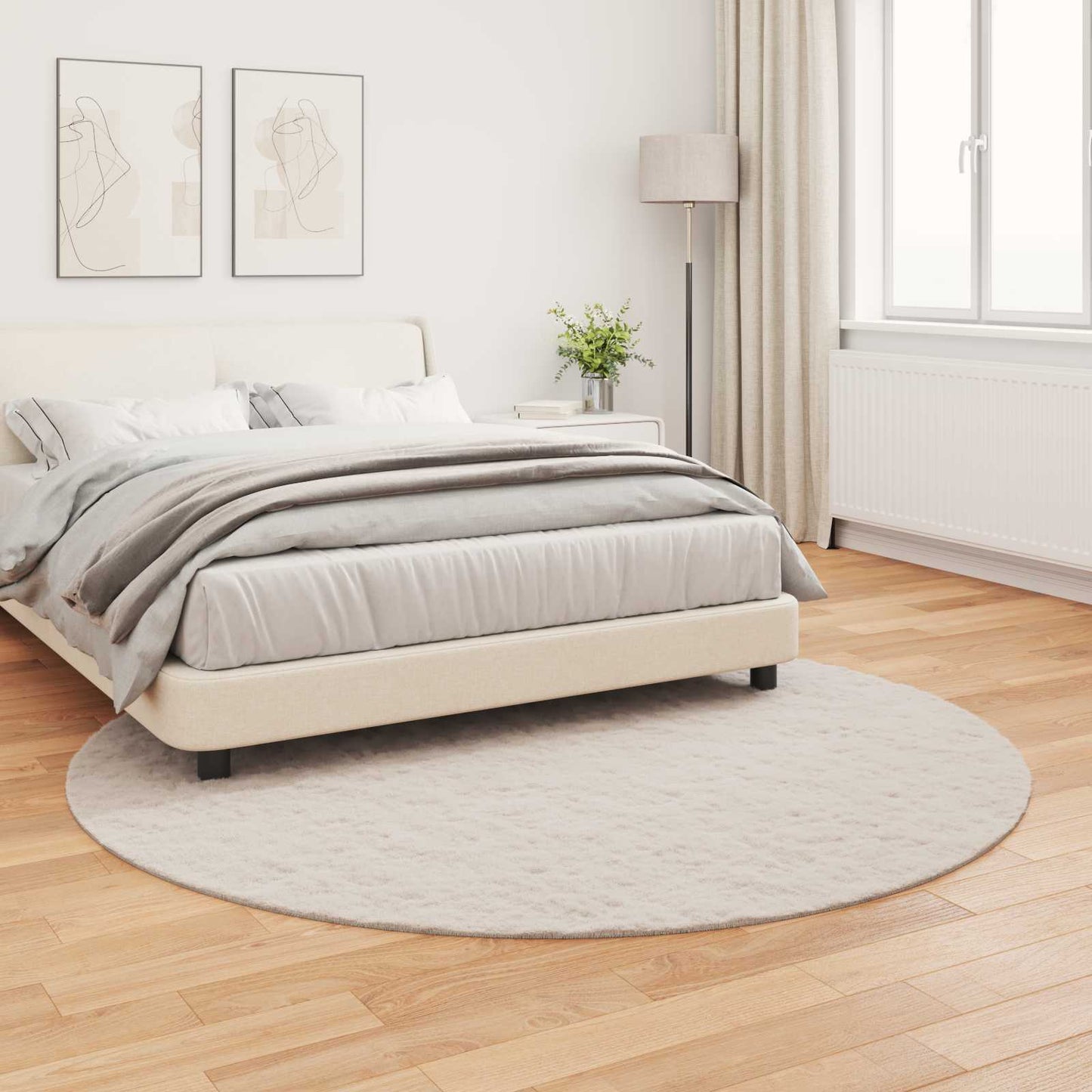 Skridsikker tæppe af kunstig kaninpels OLITE Beige Ø 160 cm