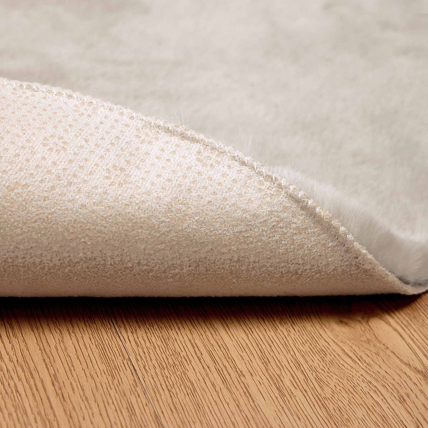 Skridsikker tæppe af kunstig kaninpels OLITE Beige Ø 200 cm