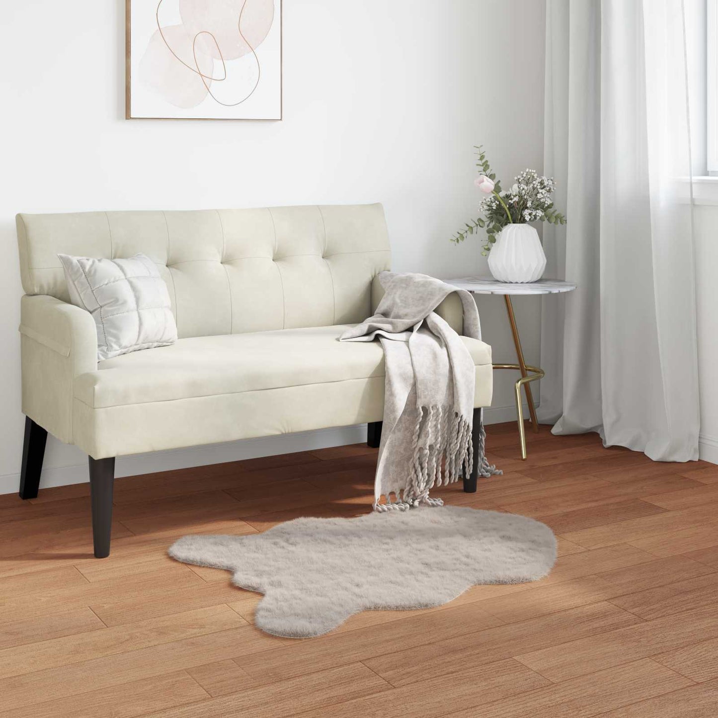 Skridsikker tæppe af kunstig kaninpels OLITE Beige 50 x 80 cm