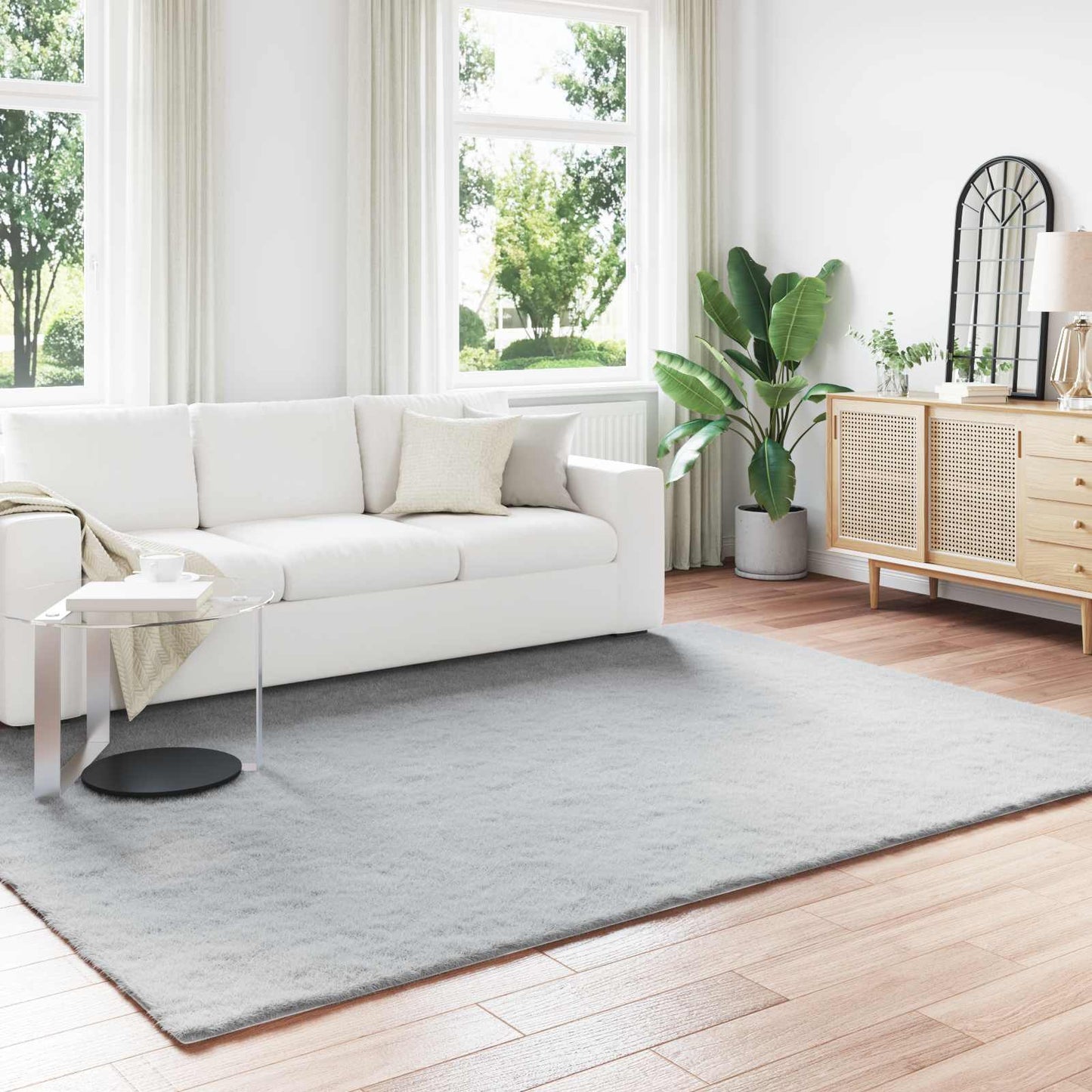 Skridsikker tæppe af kunstig kaninpels OLITE Grå 240 x 340 cm
