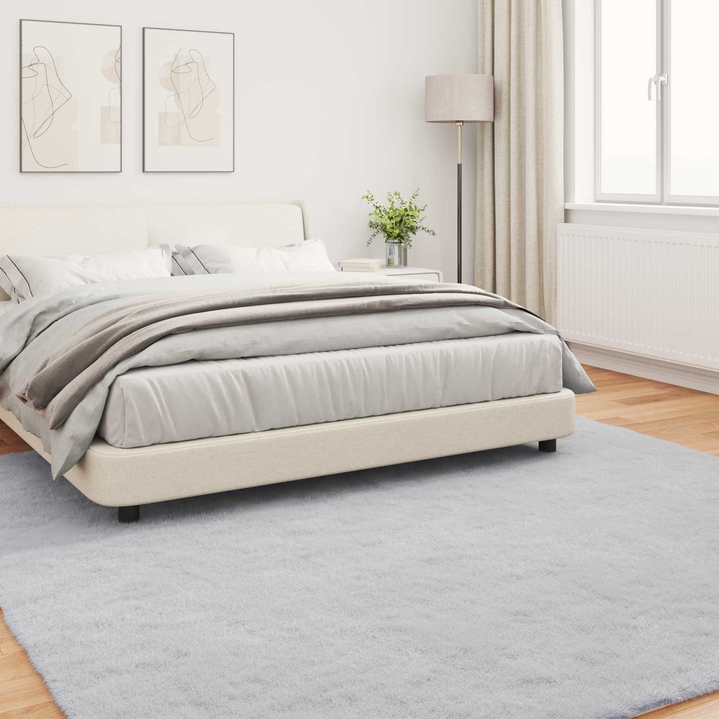 Skridsikker tæppe af kunstig kaninpels OLITE Grå 200 x 200 cm