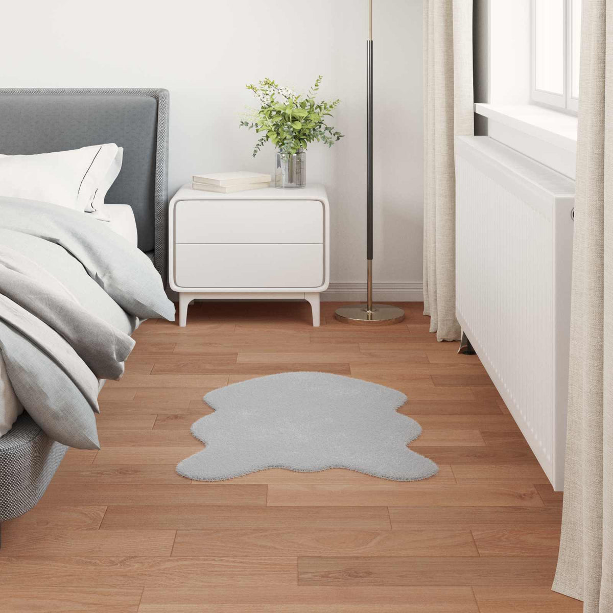 Skridsikker tæppe af kunstig kaninpels OLITE Grå 50 x 80 cm