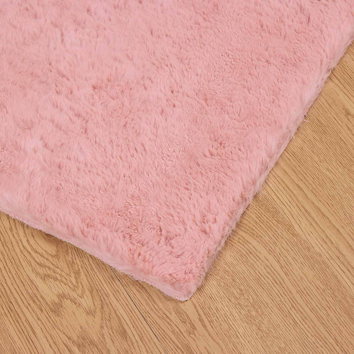 Skridsikker tæppe af kunstig kaninpels OLITE Lyserød Polyester