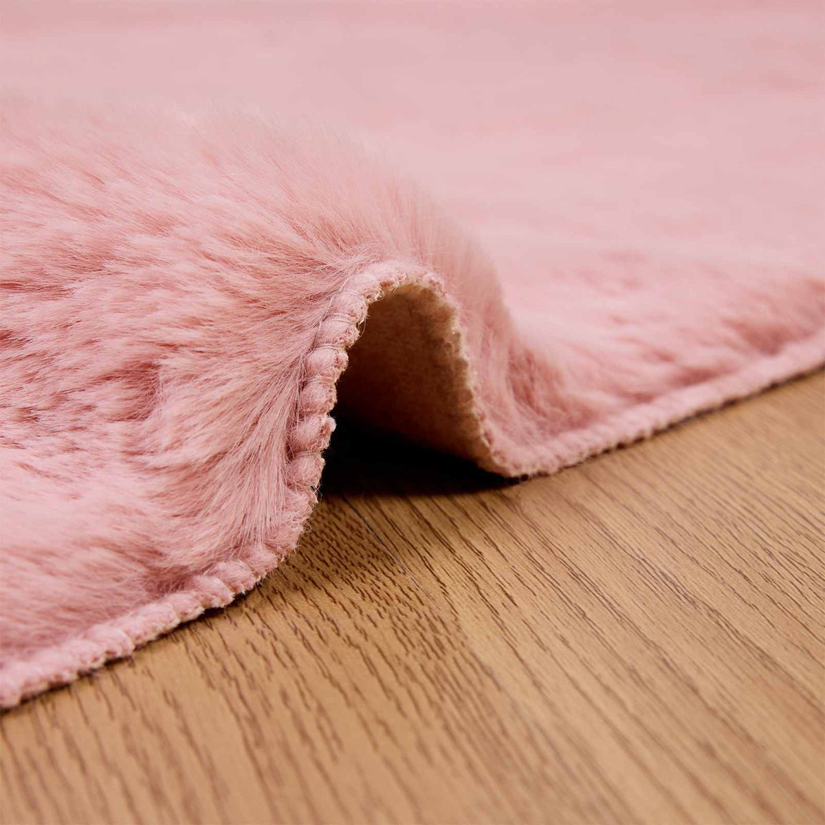 Skridsikker tæppe af kunstig kaninpels OLITE Lyserød Polyester