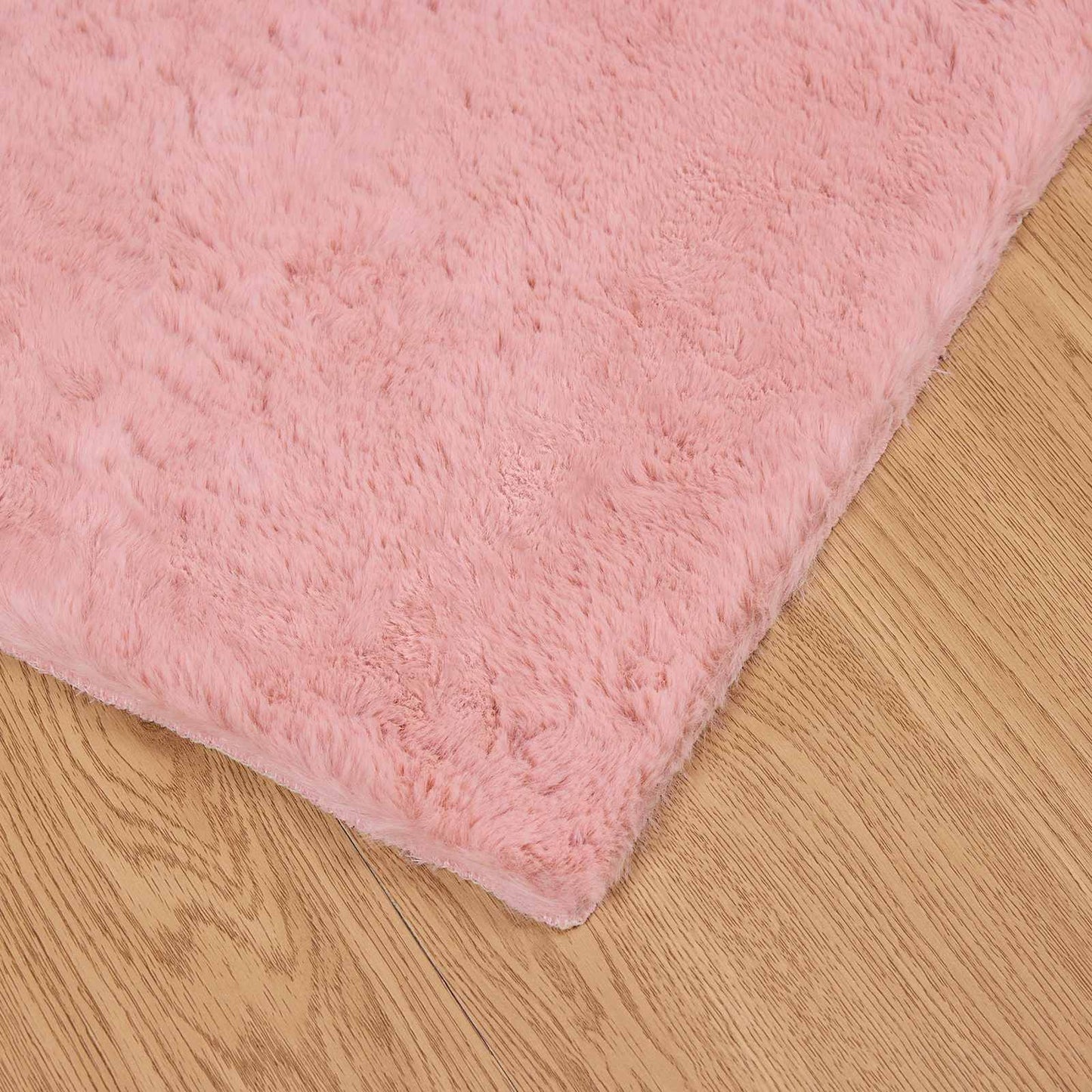 Skridsikker tæppe af kunstig kaninpels OLITE Lyserød Polyester