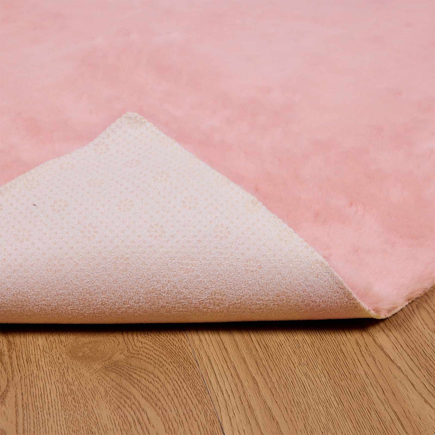 Skridsikker tæppe af kunstig kaninpels OLITE Lyserød Polyester