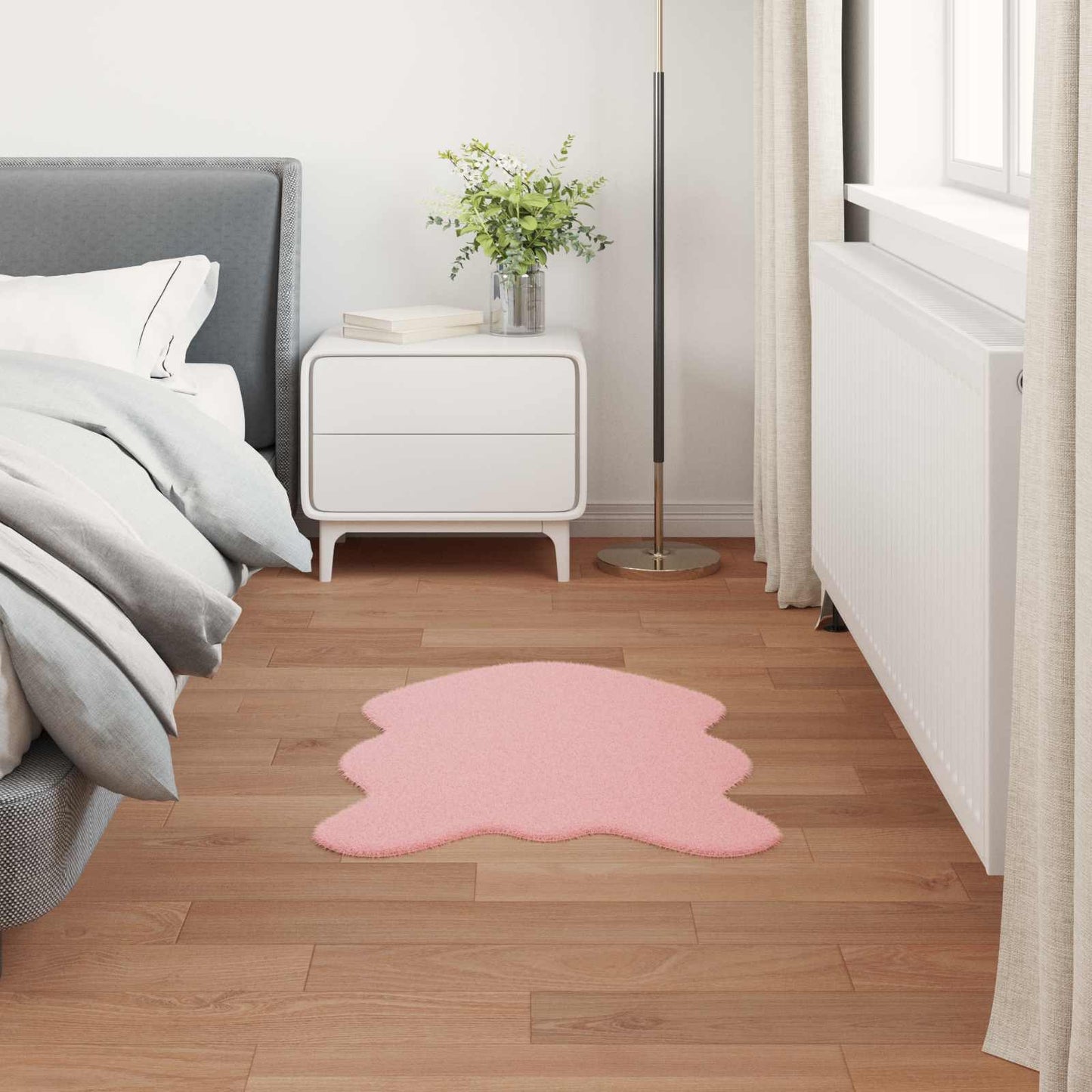 Skridsikker tæppe af kunstig kaninpels OLITE Lyserød Polyester