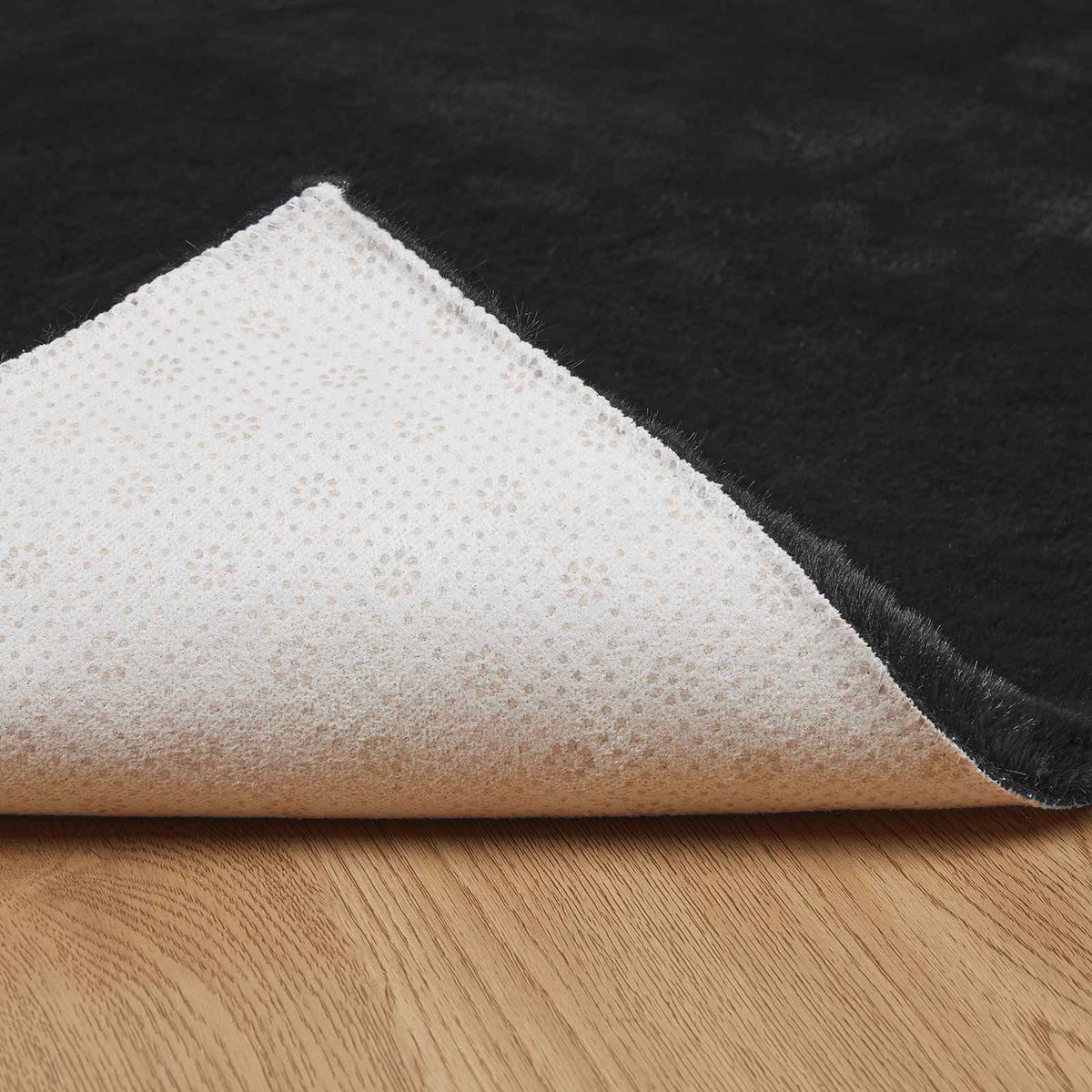 Skridsikker tæppe af kunstig kaninpels OLITE Sort 80 x 200 cm