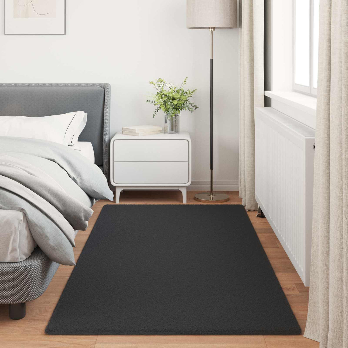 Skridsikker tæppe af kunstig kaninpels OLITE Sort 100 x 200 cm