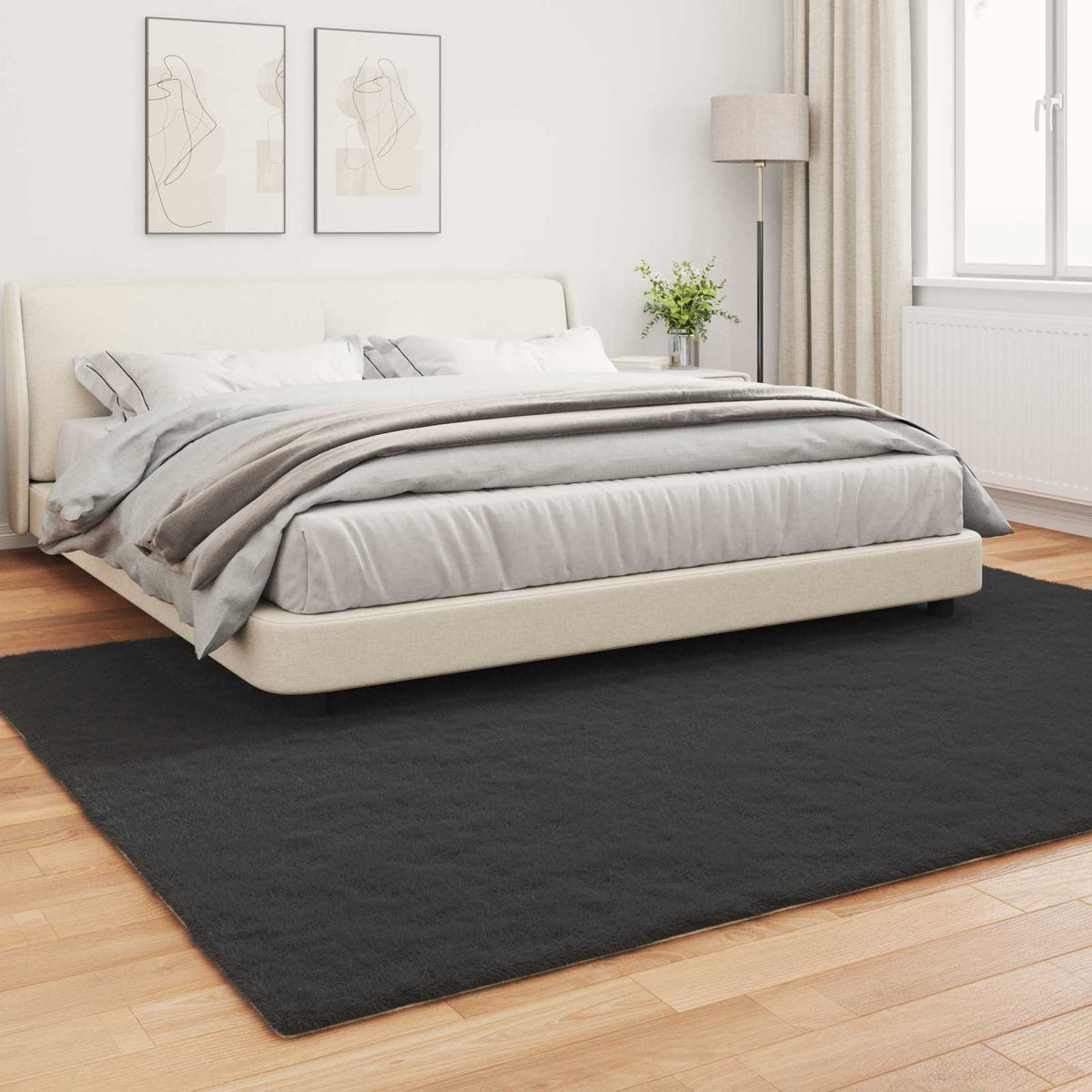Skridsikker tæppe af kunstig kaninpels OLITE Sort 200 x 280 cm