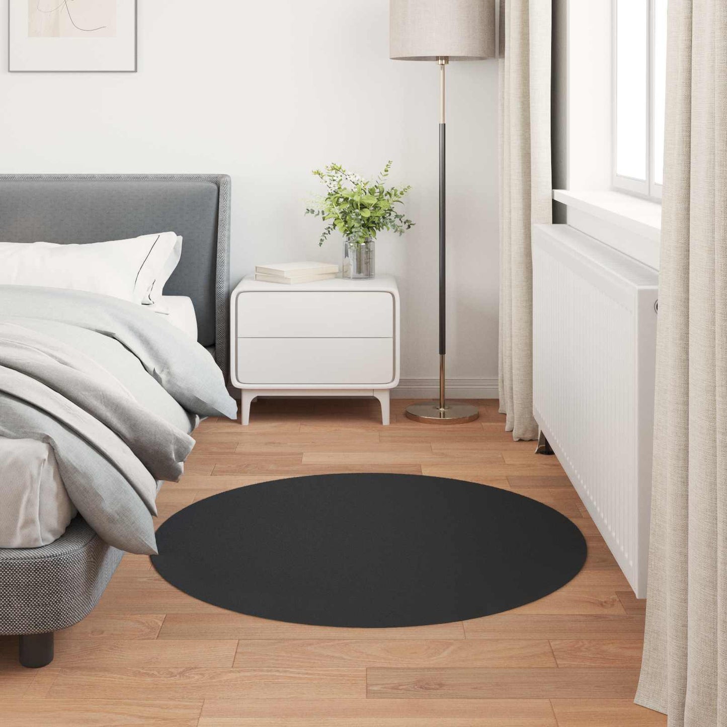 Skridsikker tæppe af kunstig kaninpels OLITE Sort Ø 120 cm