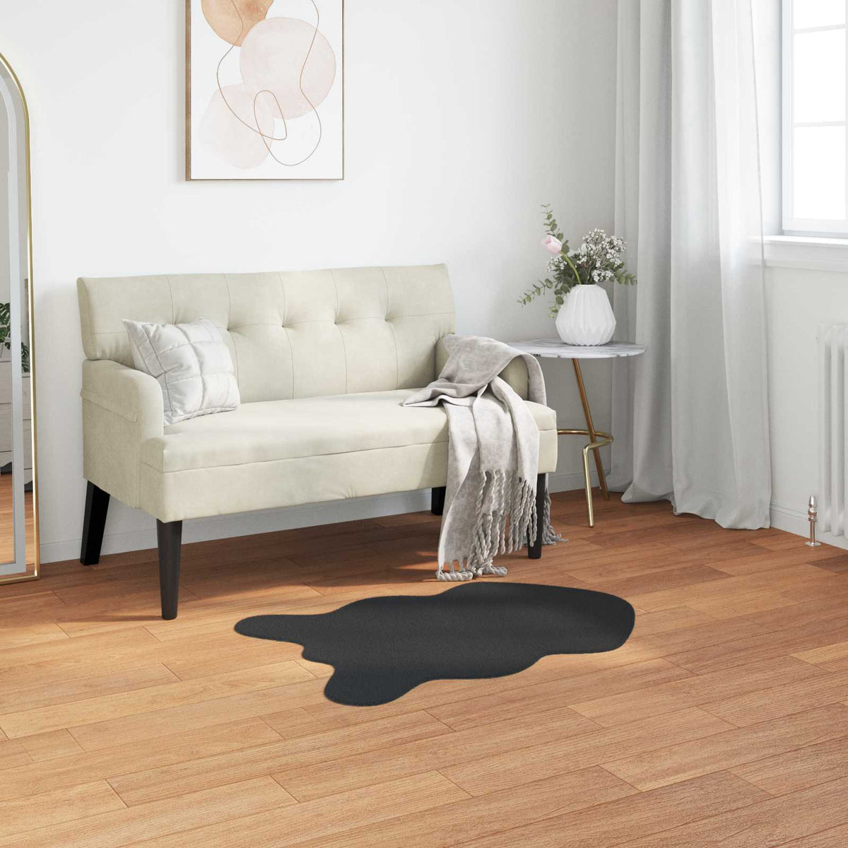Skridsikker tæppe af kunstig kaninpels OLITE Sort 50 x 80 cm
