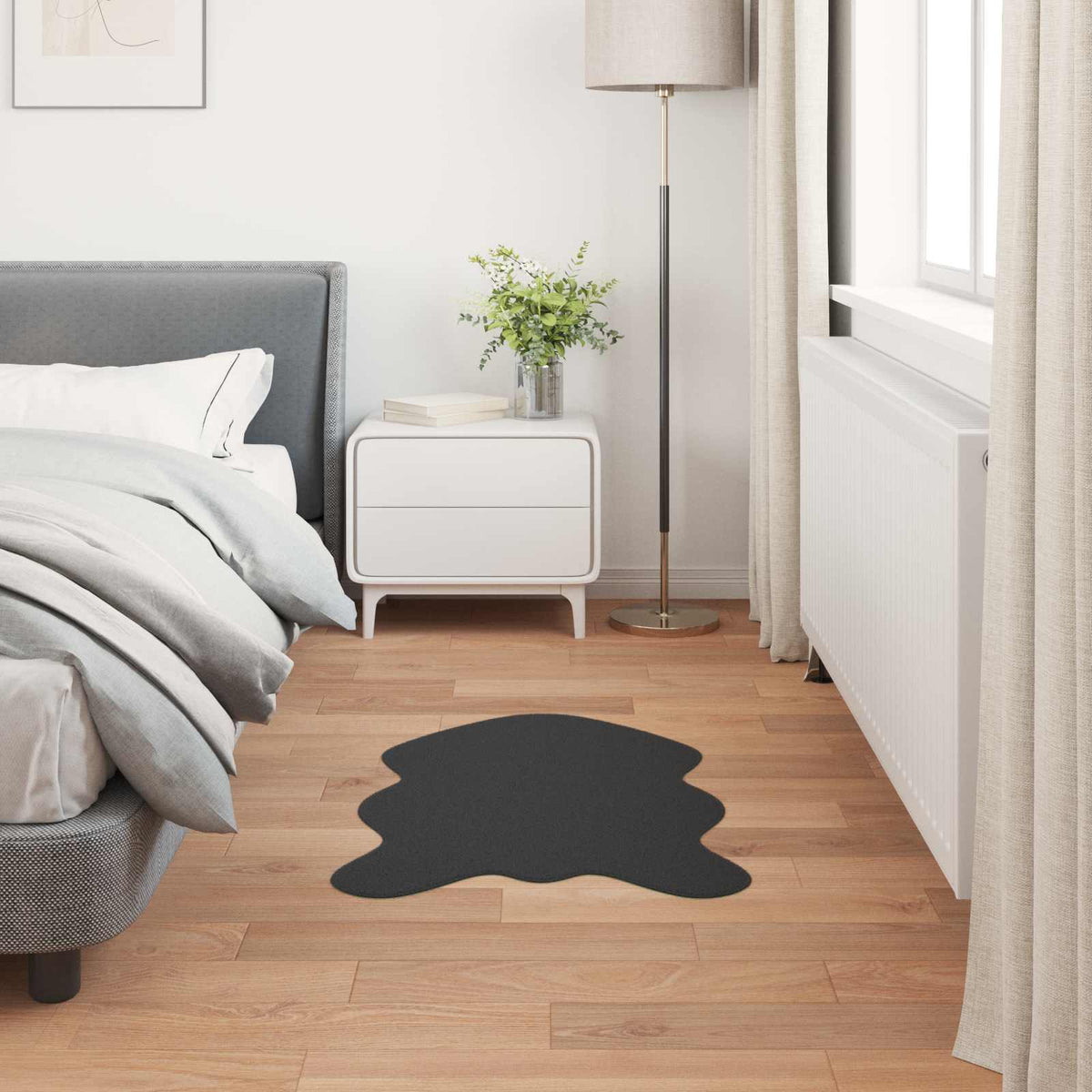 Skridsikker tæppe af kunstig kaninpels OLITE Sort 50 x 80 cm